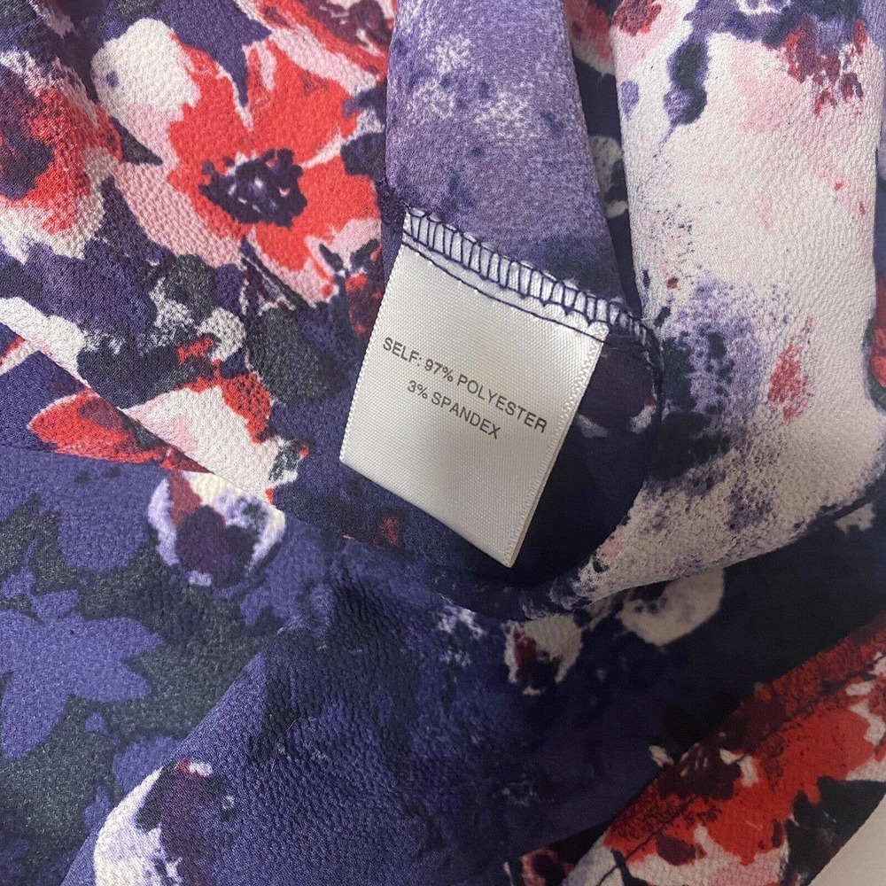 ROSE & OLIVE Floral Cold Shoulder Top Sz Medium Blue Red Pink - Picture 6 of 8